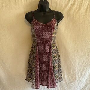 D-54 Fire Los Angeles Pink‎ & Black Sleeveless Lined MIDI Summer Dress Size XS
